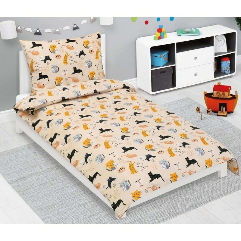 Bellatex Detské bavlnené obliečky Junior Mačka béžová Bellatex Detské bavlnené obliečky Junior Mačka béžová