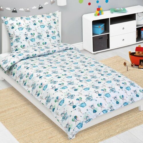 Bellatex Detské bavlnené obliečky Junior Myška v hrnčeku modrá Bellatex Detské bavlnené obliečky Junior Myška v hrnčeku modrá