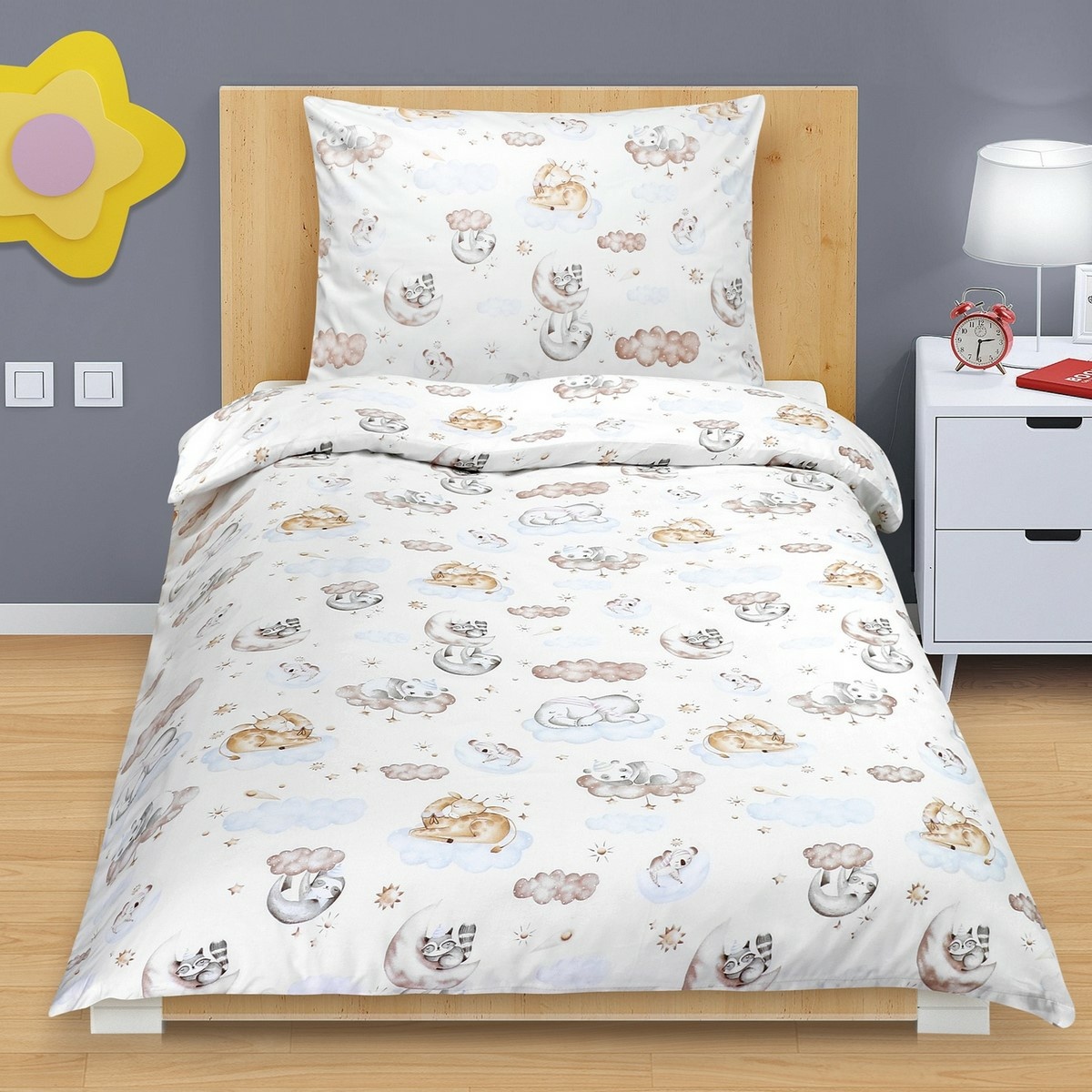 Bellatex Detské bavlnené obliečky Junior Zvieratká na obláčiku Bellatex Detské bavlnené obliečky Junior Zvieratká na obláčiku