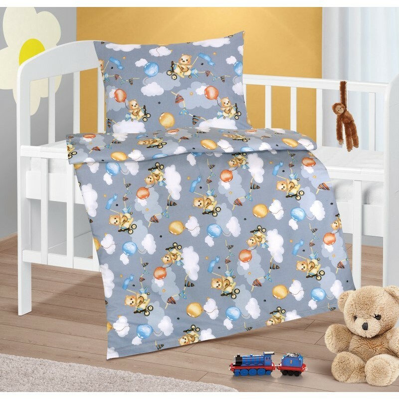 Bellatex Detské bavlnené obliečky do postieľky Agáta Medvedík sivá Bellatex Detské bavlnené obliečky do postieľky Agáta Medvedík sivá