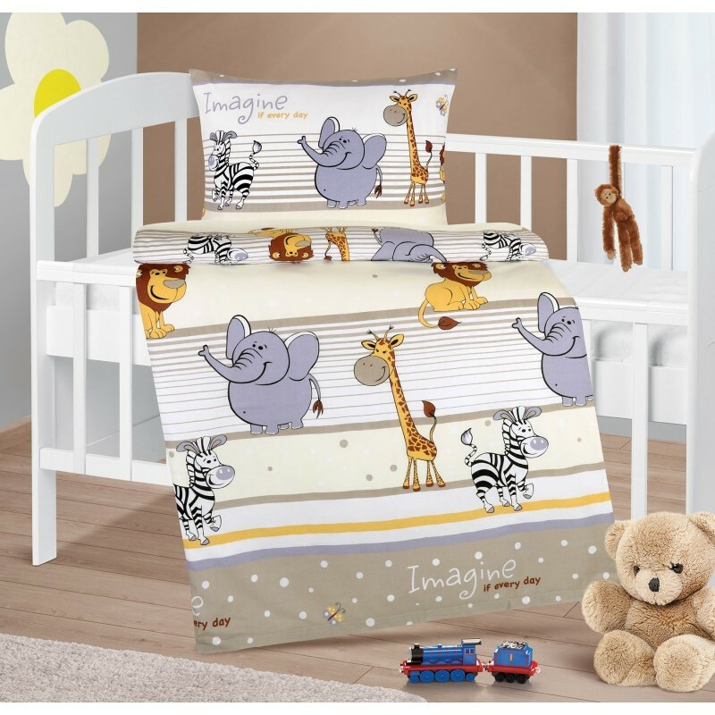 Bellatex Detské bavlnené obliečky do postieľky Agáta Safari béžová Bellatex Detské bavlnené obliečky do postieľky Agáta Safari béžová