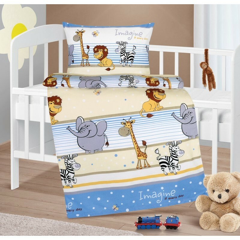 Bellatex Detské bavlnené obliečky do postieľky Agáta Safari modrá Bellatex Detské bavlnené obliečky do postieľky Agáta Safari modrá