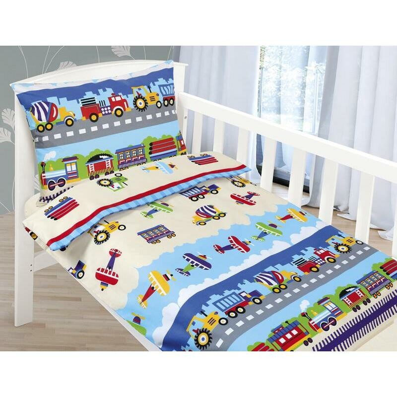 Bellatex Detské bavlnené obliečky do postieľky Beáta Lietadlo modrá Bellatex Detské bavlnené obliečky do postieľky Beáta Lietadlo modrá