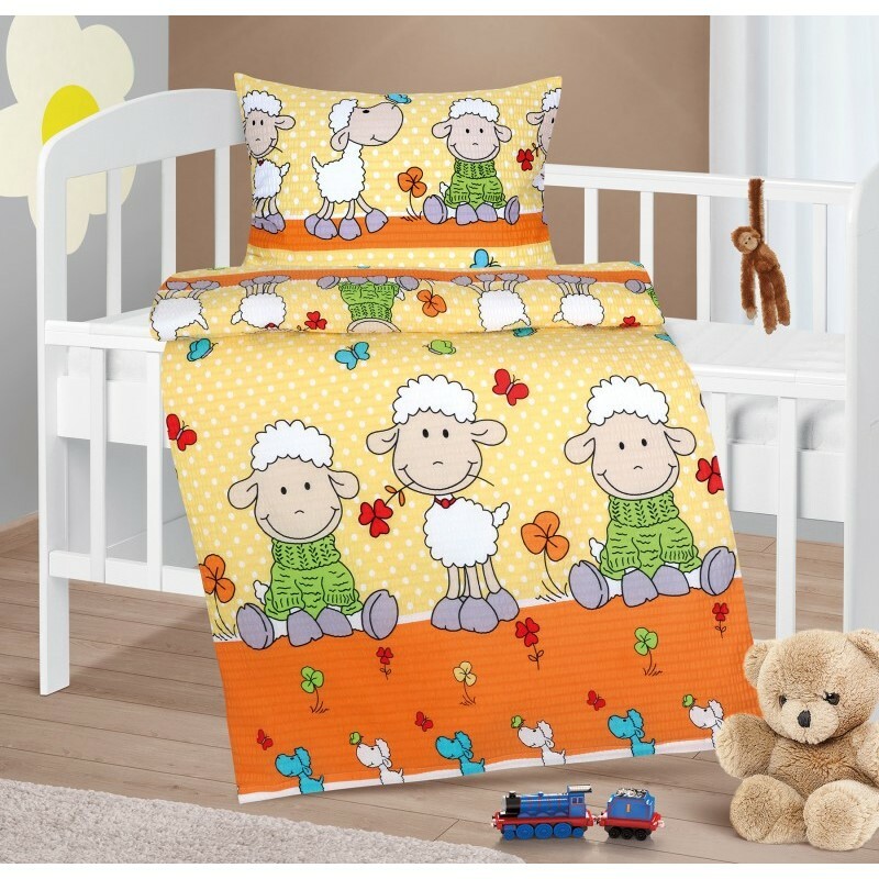 Bellatex Detské krepové obliečky do postieľky Agáta Ovečka žltá 90 x 135 cm Bellatex Detské krepové obliečky do postieľky Agáta Ovečka žltá 90 x 135 cm