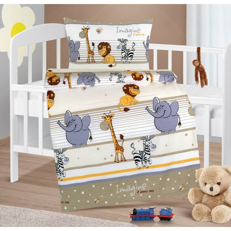 Bellatex Detské krepové obliečky do postieľky Agáta Safari béžová Bellatex Detské krepové obliečky do postieľky Agáta Safari béžová