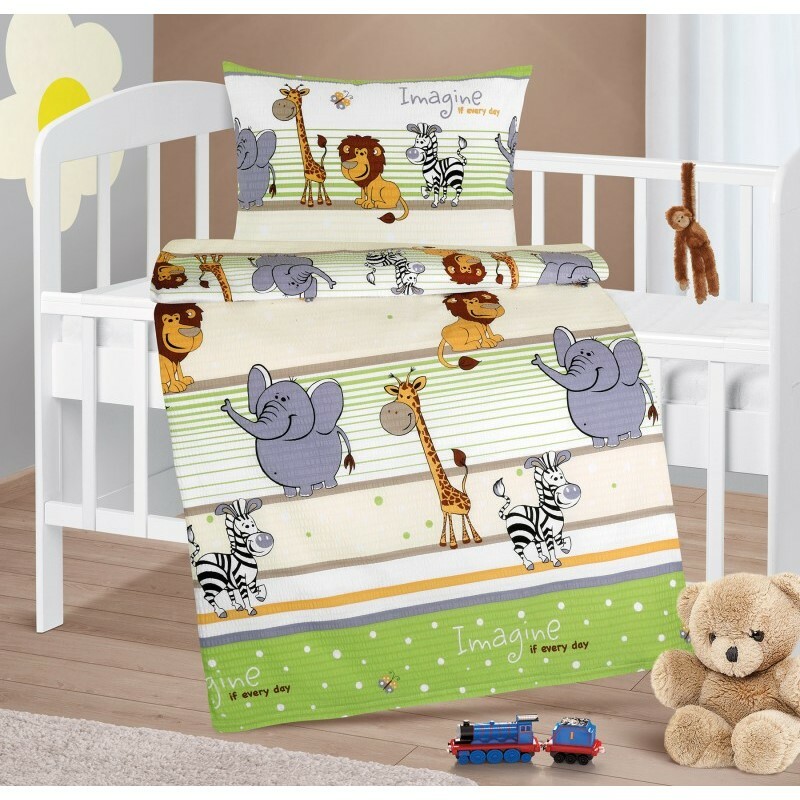 Bellatex Detské krepové obliečky do postieľky Agáta Safari zelená Bellatex Detské krepové obliečky do postieľky Agáta Safari zelená