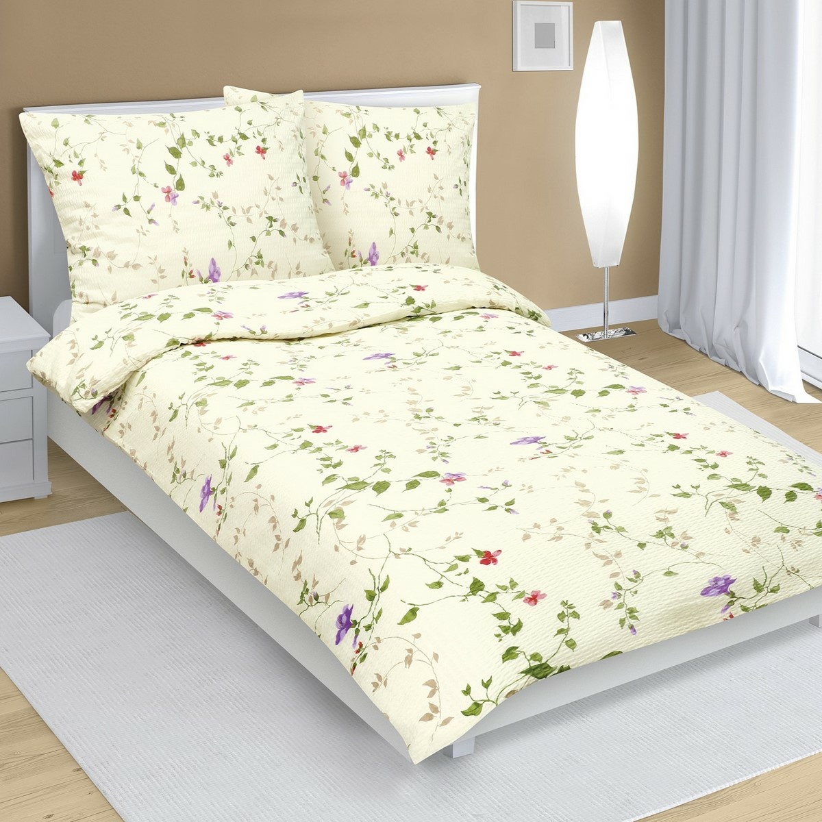 Bellatex Krepové obliečky Fialky smotanová