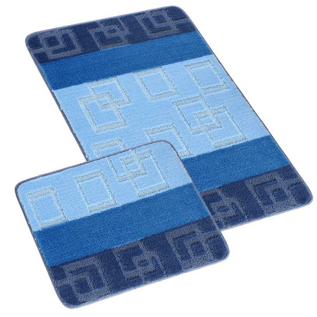 Bellatex Sada kúpeľňových predložiek Bany bez výkroja Kocka modrá