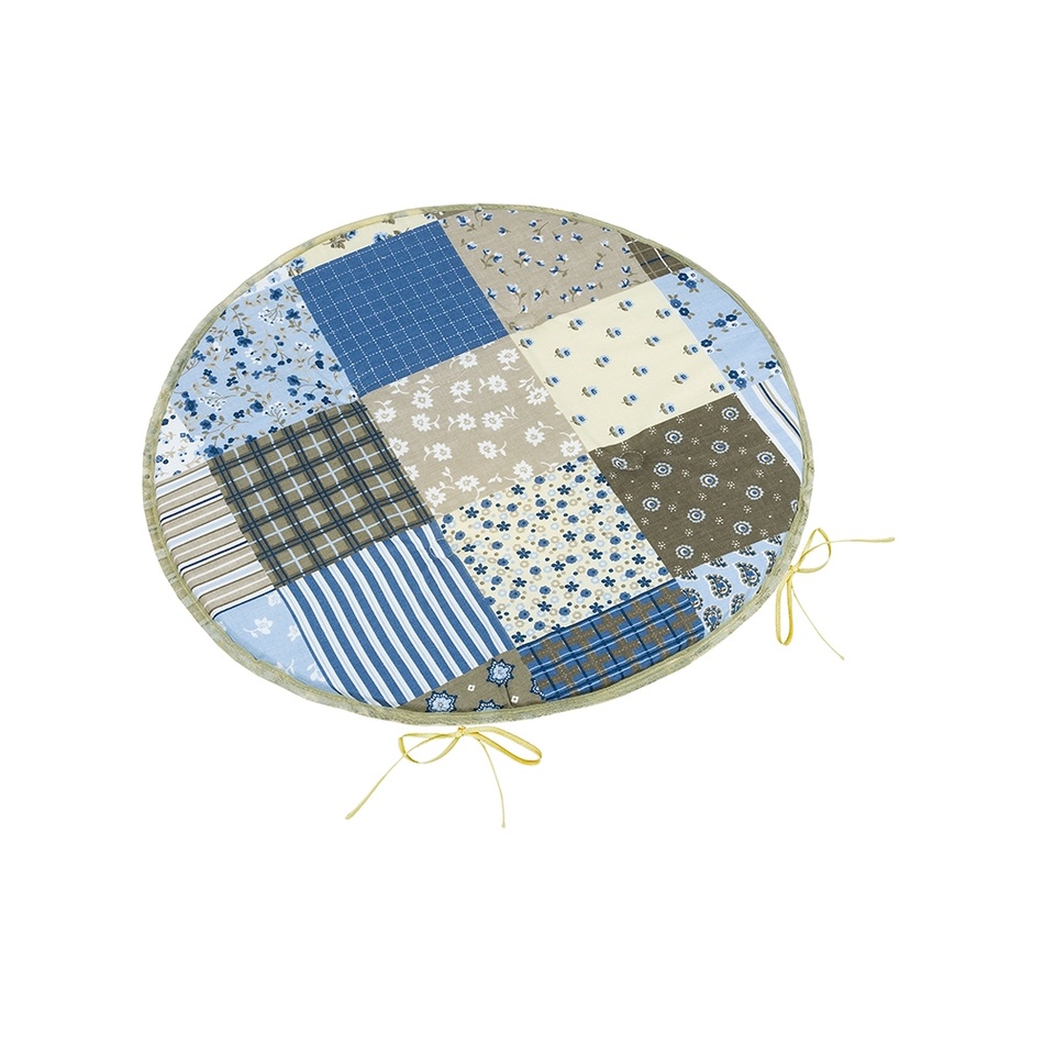 Bellatex Sedák Adéla kulatý hladký Patchwork modrá40 x 40 cm