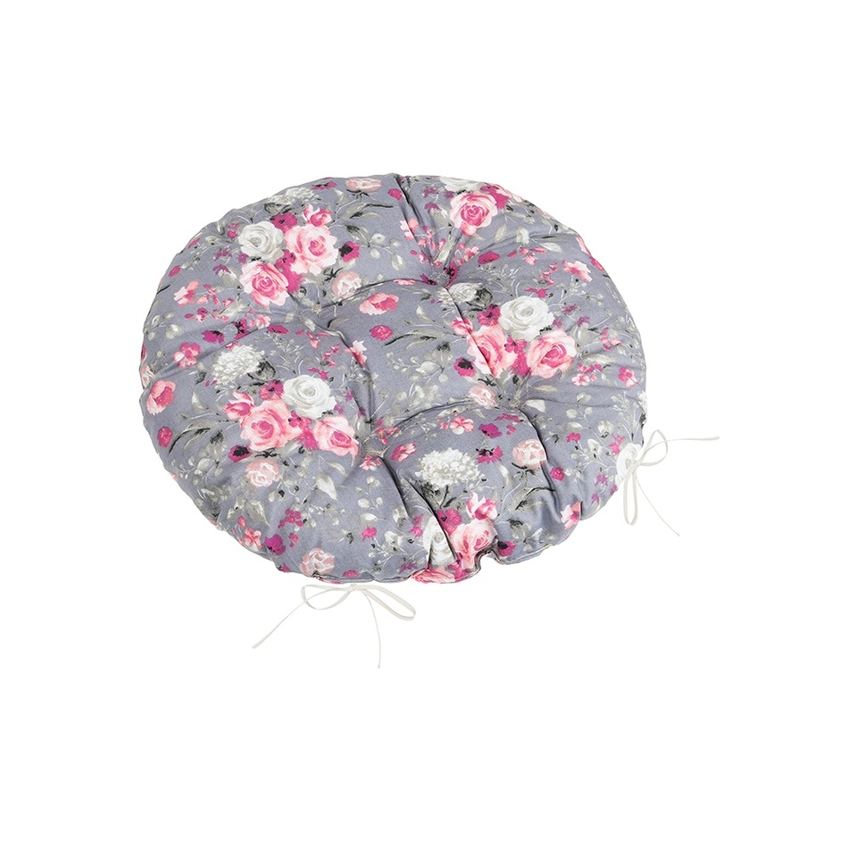 Bellatex Sedák Adela prešívaný okrúhly Kvety ruže ružová