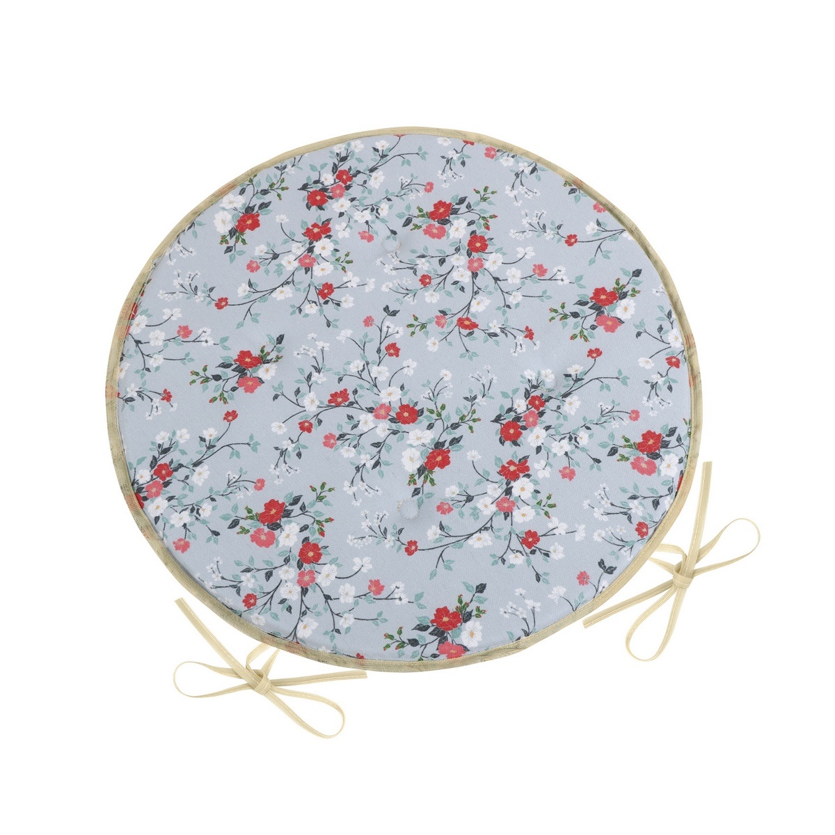 Bellatex Sedák DITA okrúhly hladký Kvietky sivá