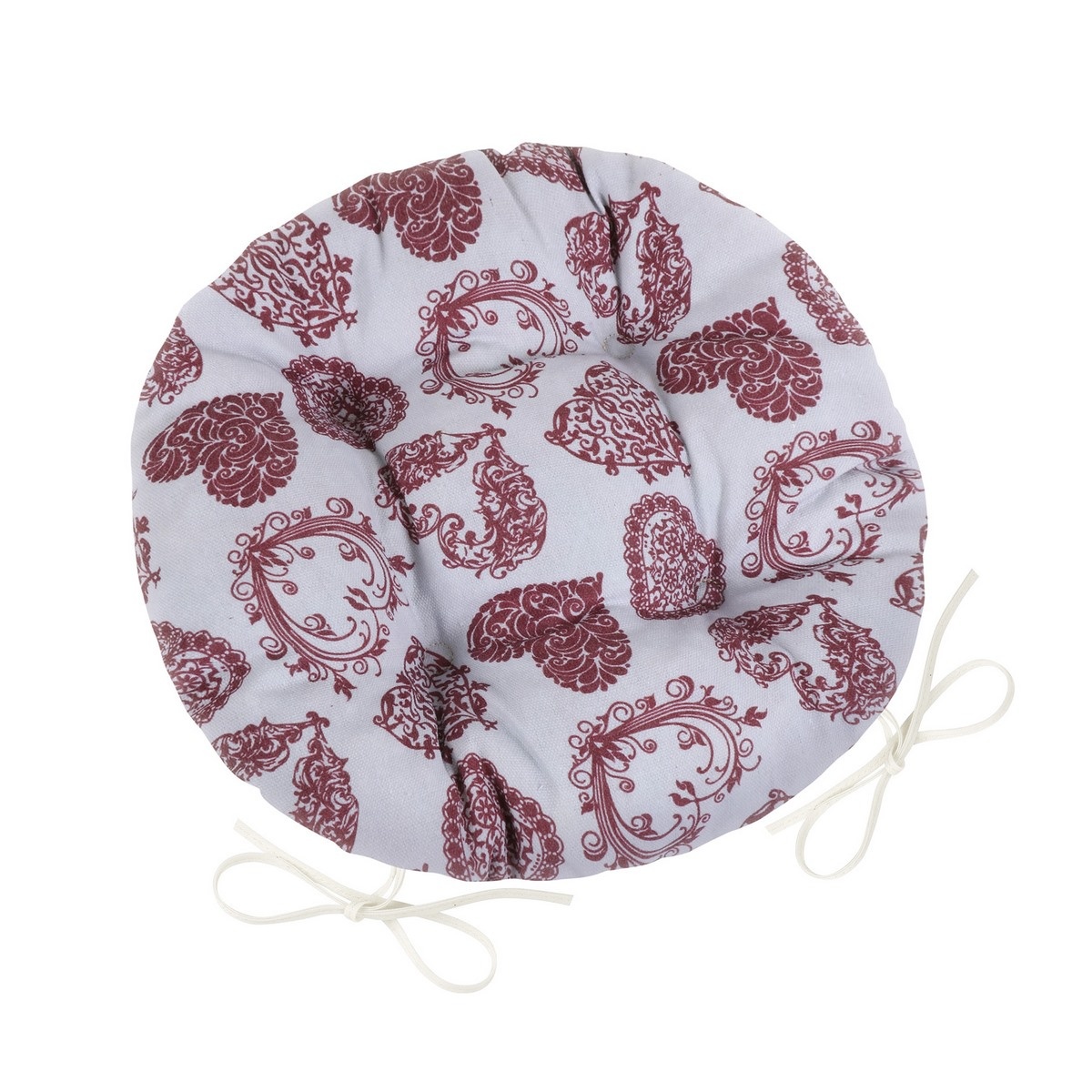 Bellatex Sedák DITA okrúhly prešívaný Čipkové srdce