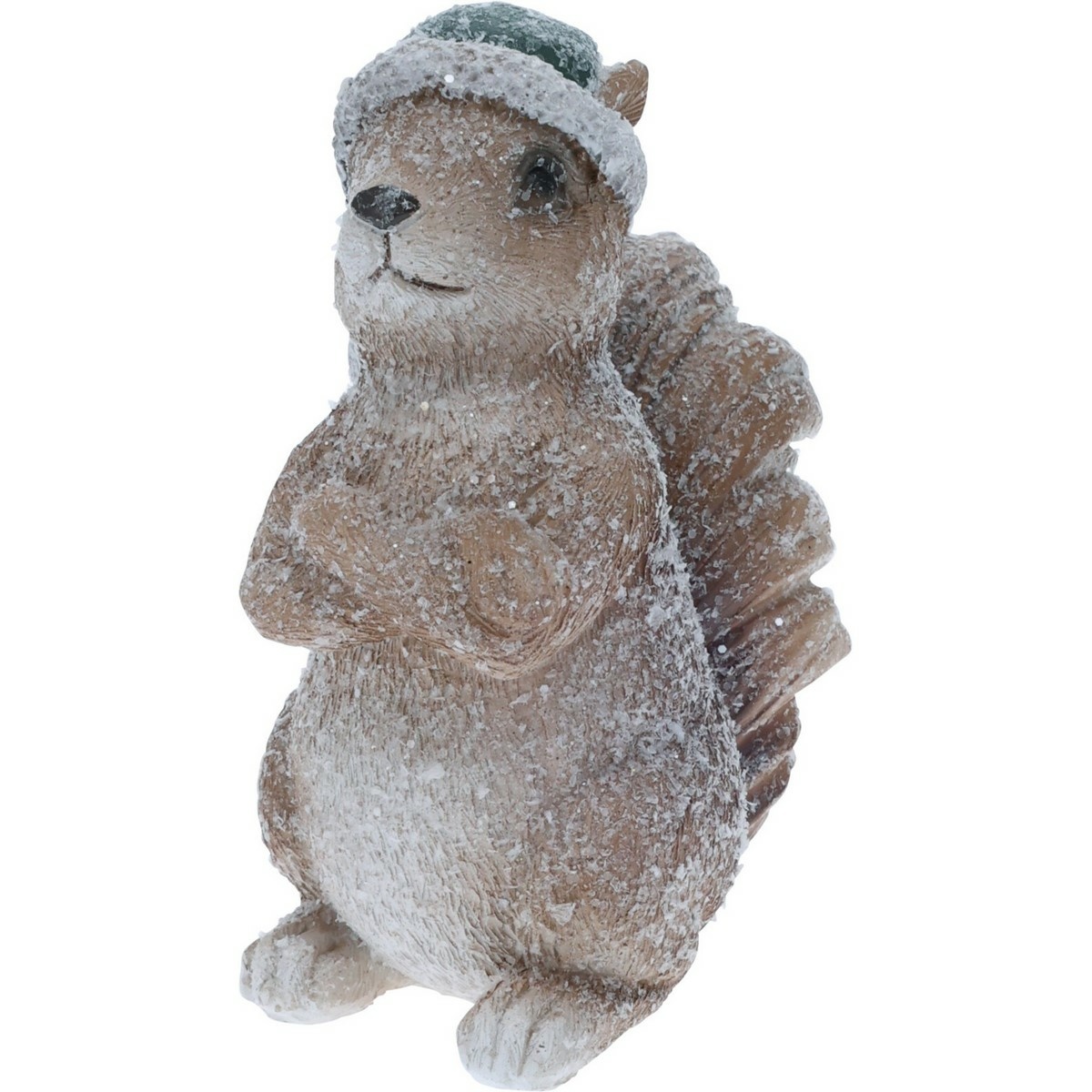 Dekorácia Veverička s čiapkou zelená