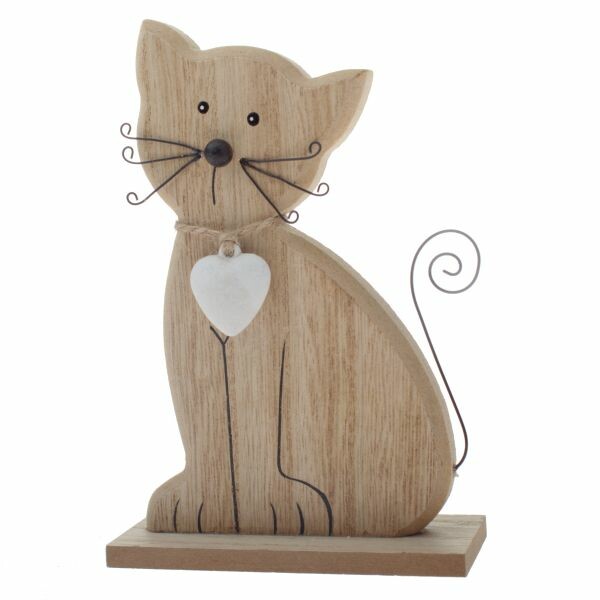 Dekorácia drevená mačka 15 cm
