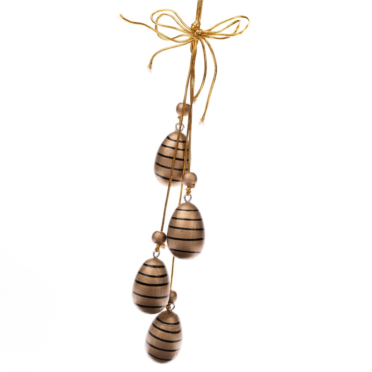 Drevené závesné vajíčka s prúžkami