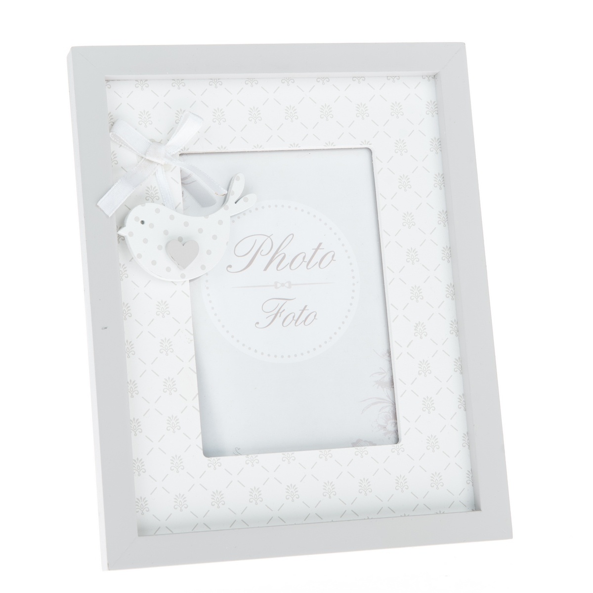 Drevený fotorámček Little bird sivá