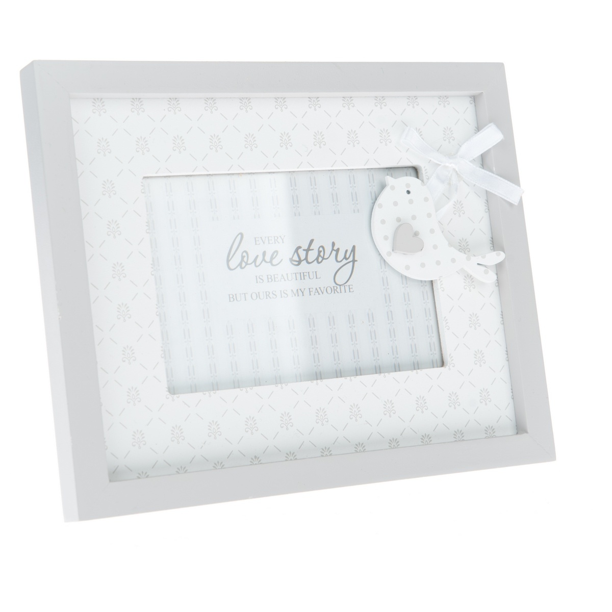 Drevený fotorámček Little bird sivá