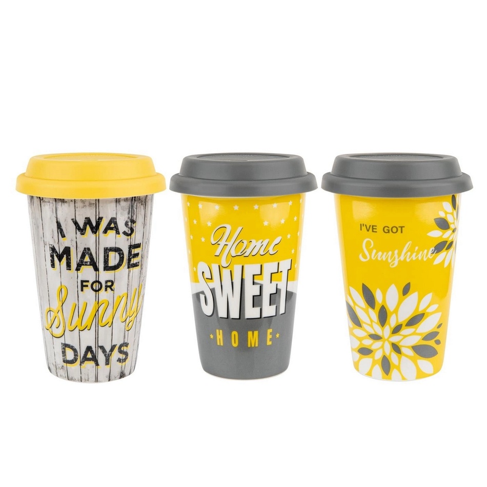 Florina Porcelánový hrnček so silikónovým viečkom Sunshine Florina Porcelánový hrnček so silikónovým viečkom Sunshine