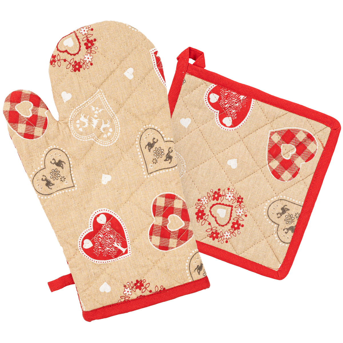 Home Elements Kuchynská chňapka s magnetom a podložka Vianočné srdce Home Elements Kuchynská chňapka s magnetom a podložka Vianočné srdce