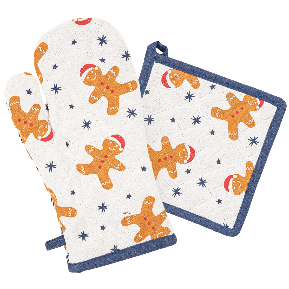 Home Elements Kuchynská chňapka s magnetom a podložka Perníčky biela Home Elements Kuchynská chňapka s magnetom a podložka Perníčky biela