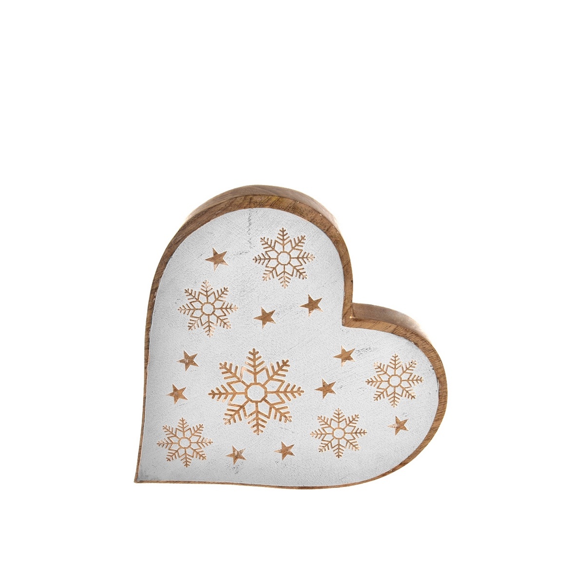 InDecor Vianočné srdce z mangového dreva White InDecor Vianočné srdce z mangového dreva White
