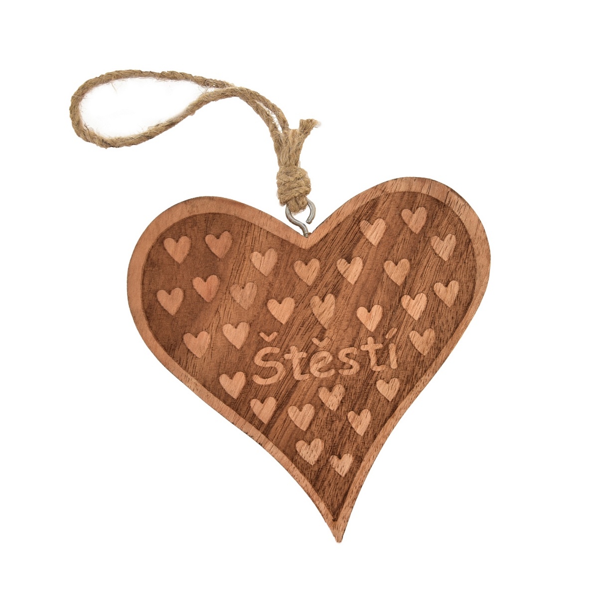 InDecor Závesné srdce z mangového dreva Pro štěstí InDecor Závesné srdce z mangového dreva Pro štěstí