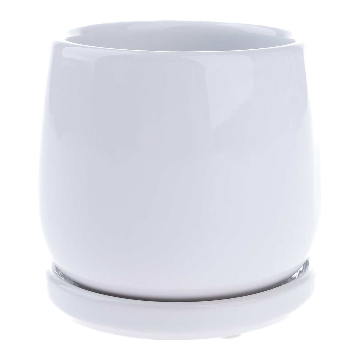 Keramický kvetináč s miskou Sophistic biela