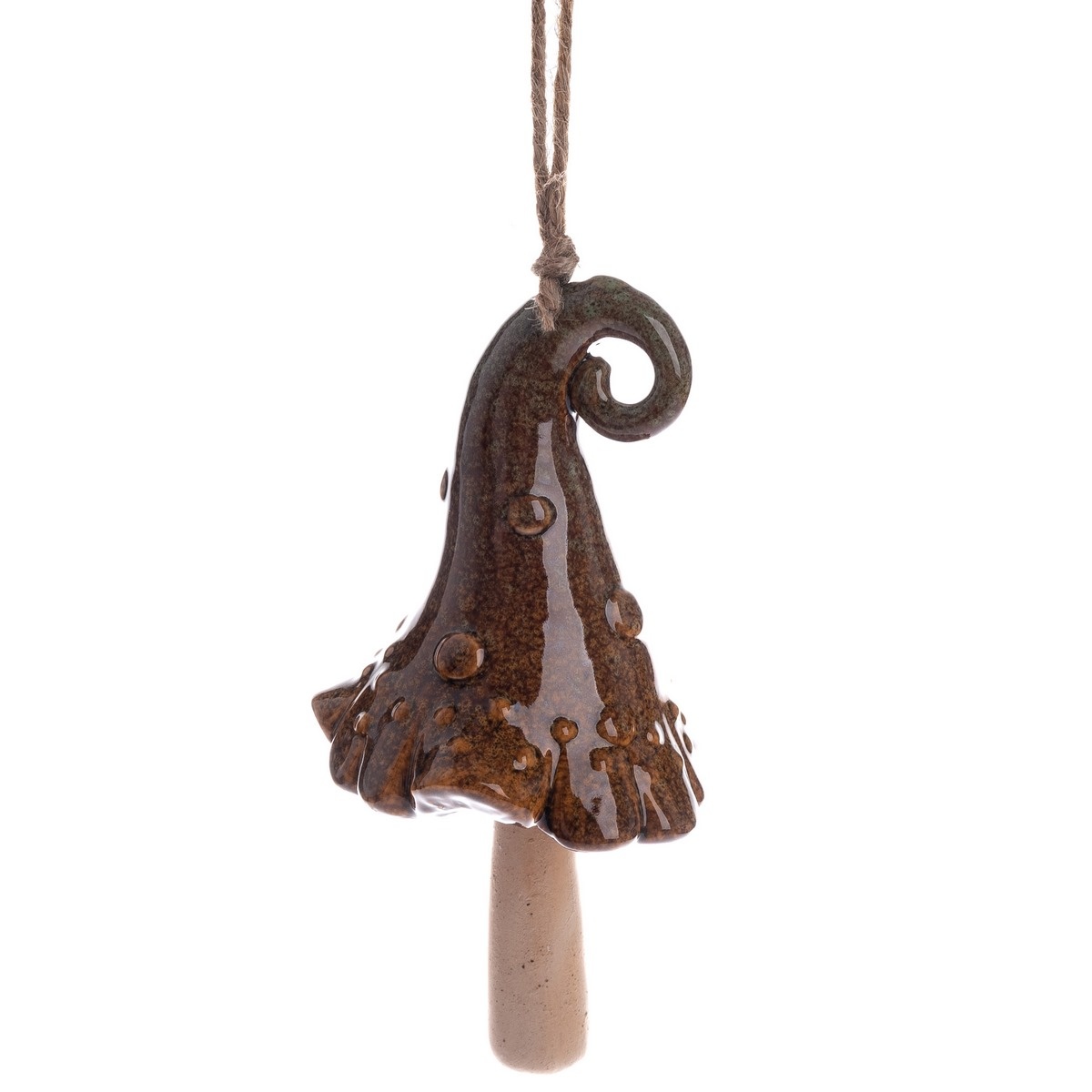 Keramický zvonček Klobúk hnedá Keramický zvonček Klobúk hnedá