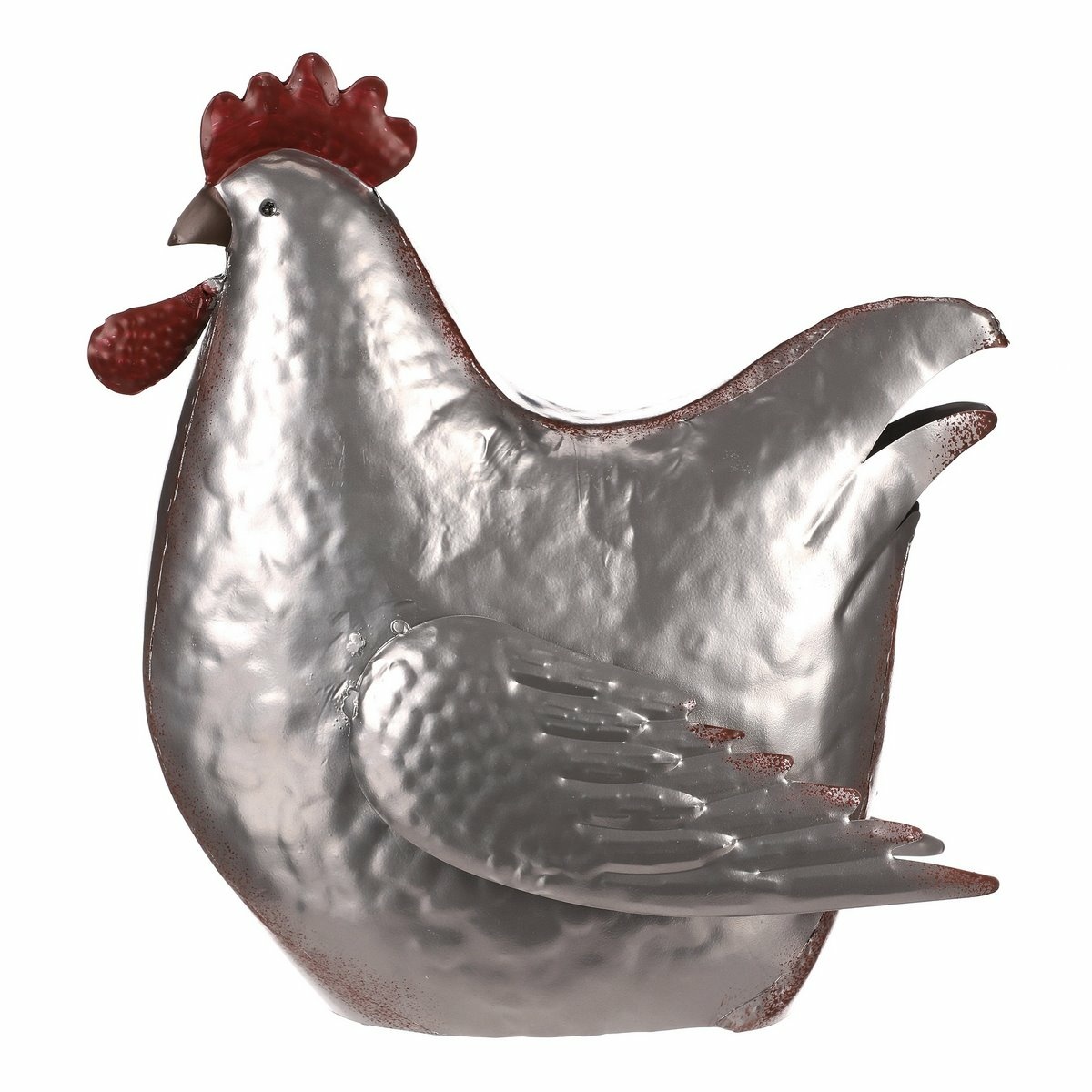 Kovová dekorácia Sliepka strieborná