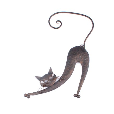 Kovová mačka na stenu hnedá