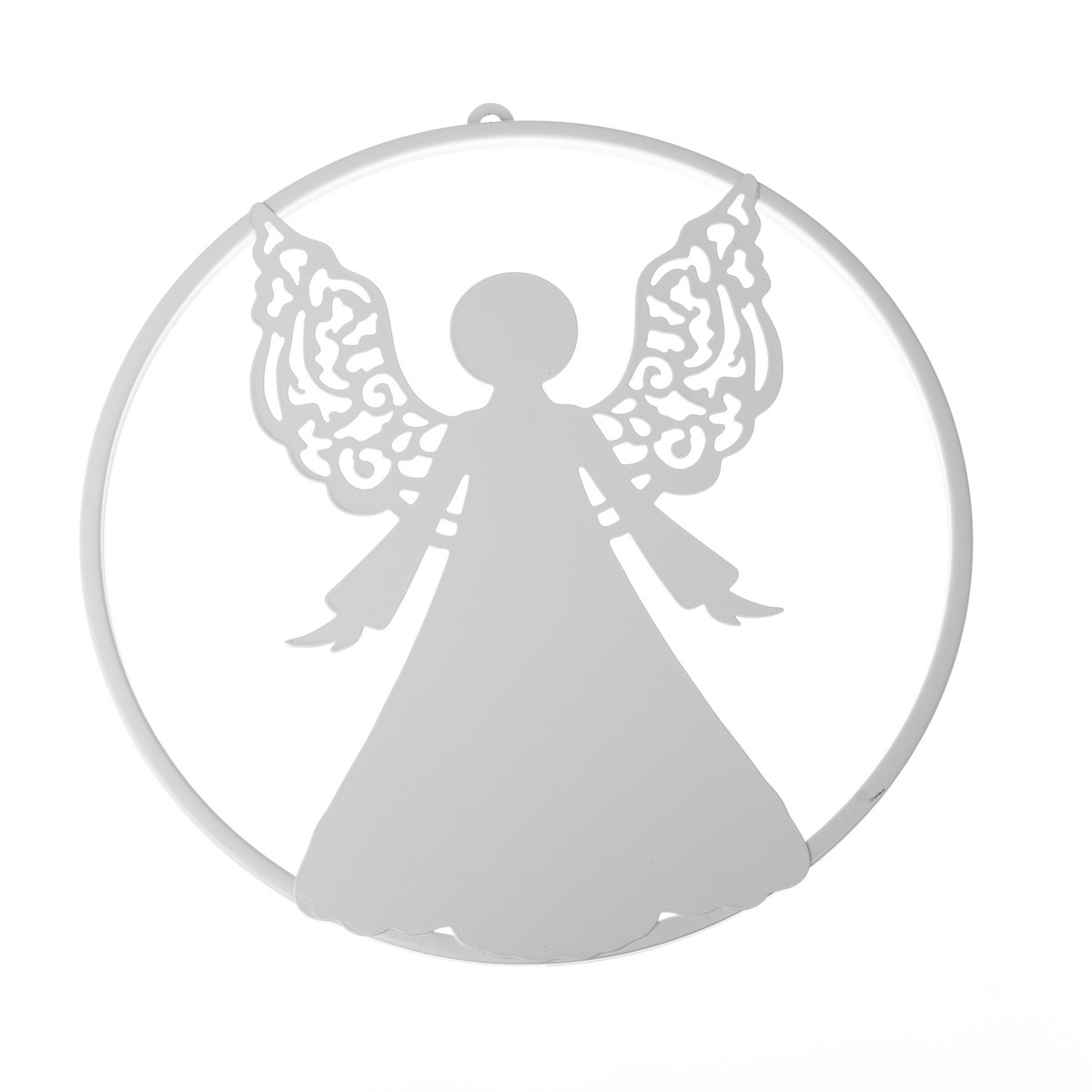 Kovová vianočná dekorácia na stenu anjel Galadriel biela Kovová vianočná dekorácia na stenu anjel Galadriel biela