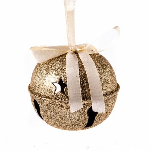 Kovová závesná rolnička s hviezdou zlatá Kovová závesná rolnička s hviezdou zlatá