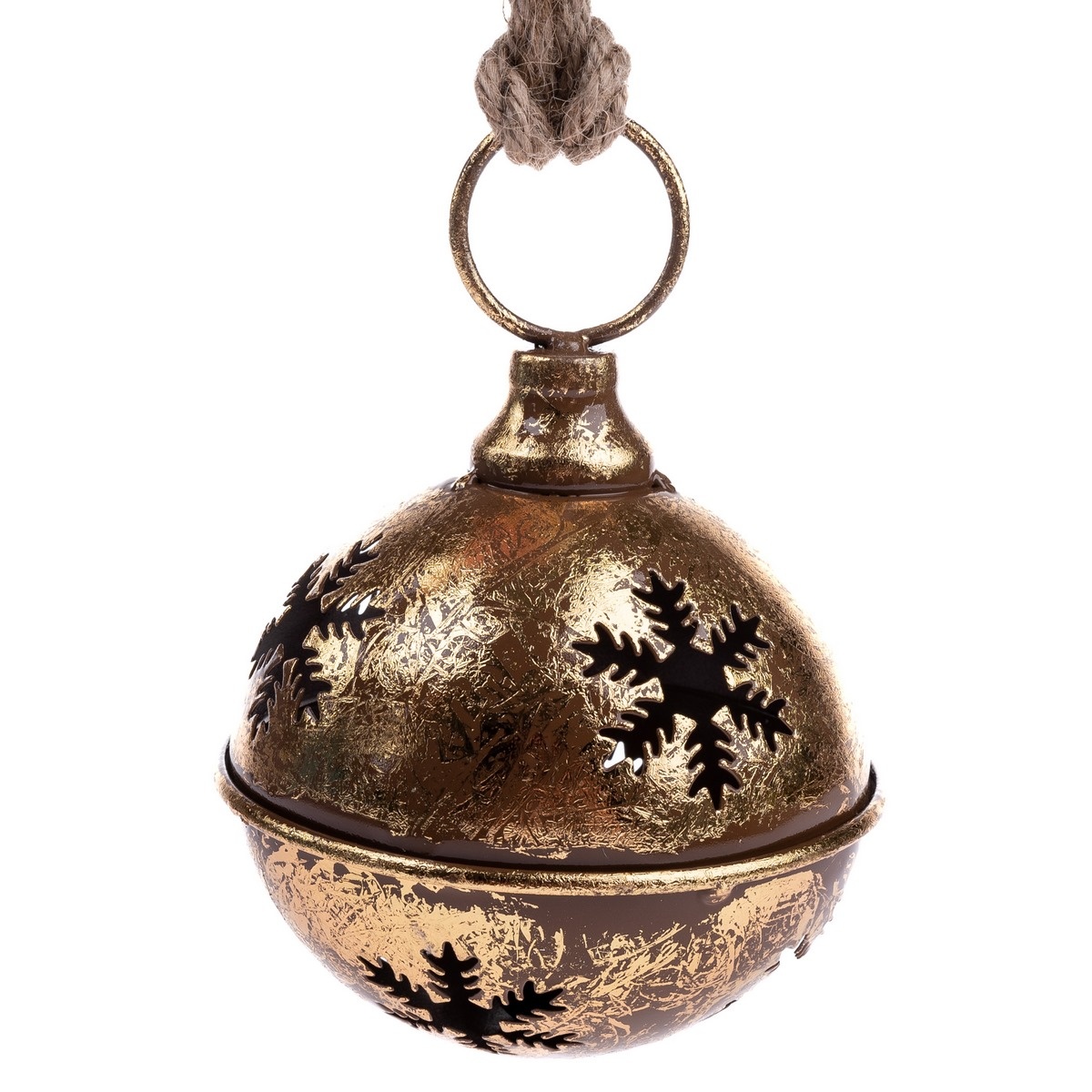 Kovová závesná rolnička s vločkou zlatá Kovová závesná rolnička s vločkou zlatá