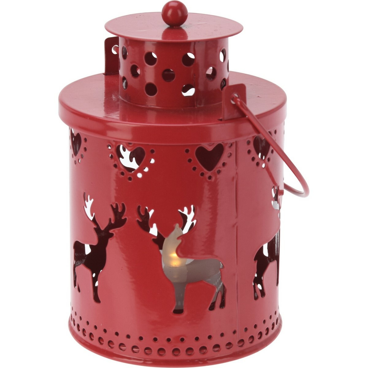 Kovový LED lampáš Sobíci červená Kovový LED lampáš Sobíci červená