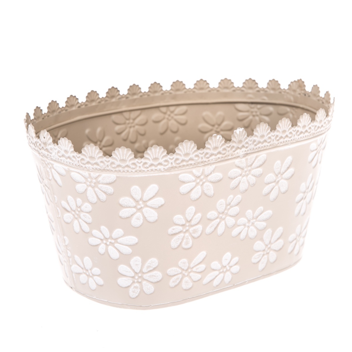 Kovový obal na kvetináč Flowers béžová