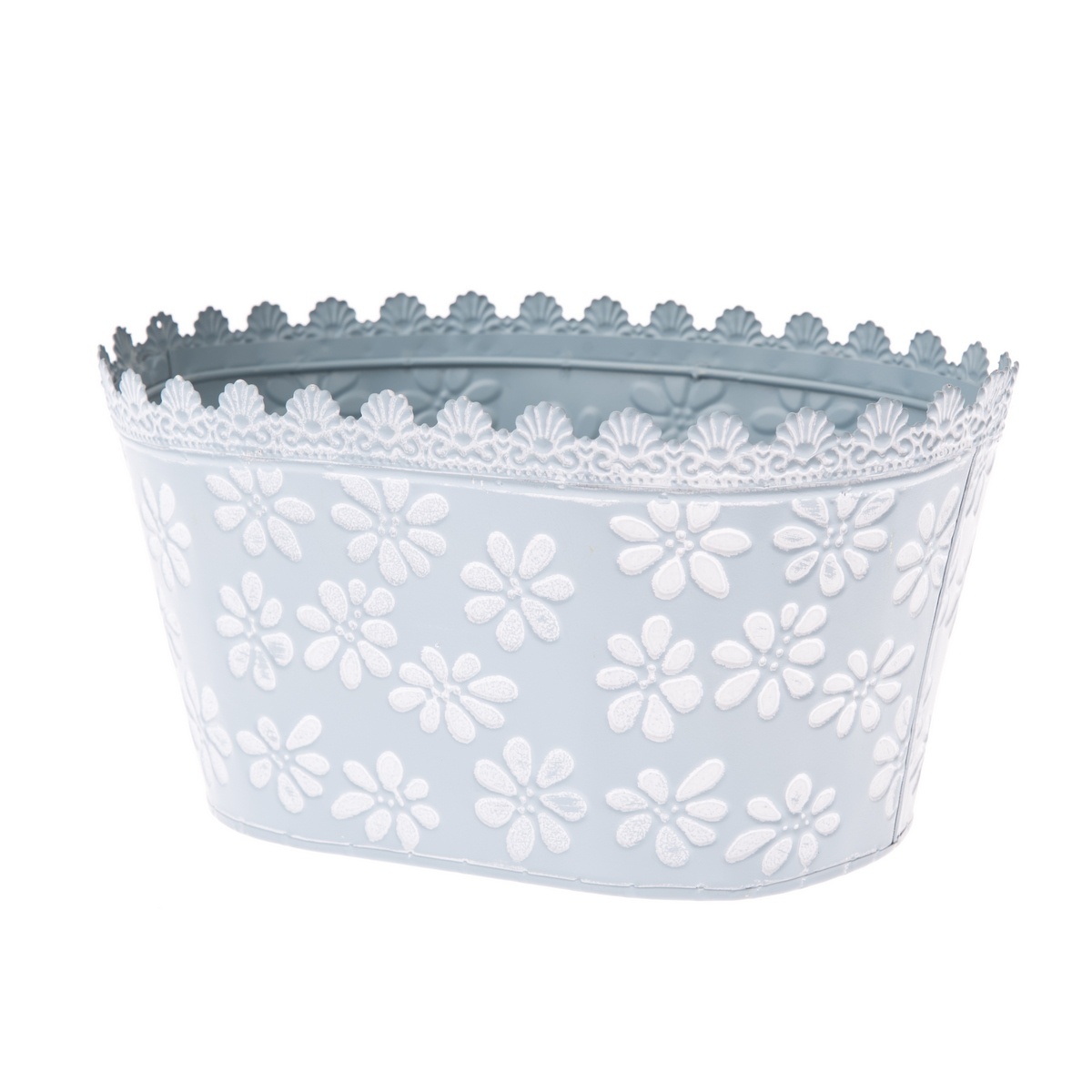 Kovový obal na kvetináč Flowers modrá