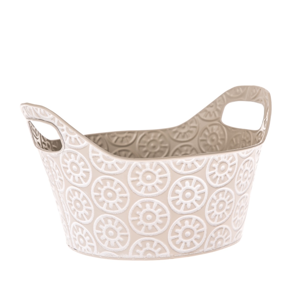 Kovový obal na kvetináč s ušami Farisa béžová