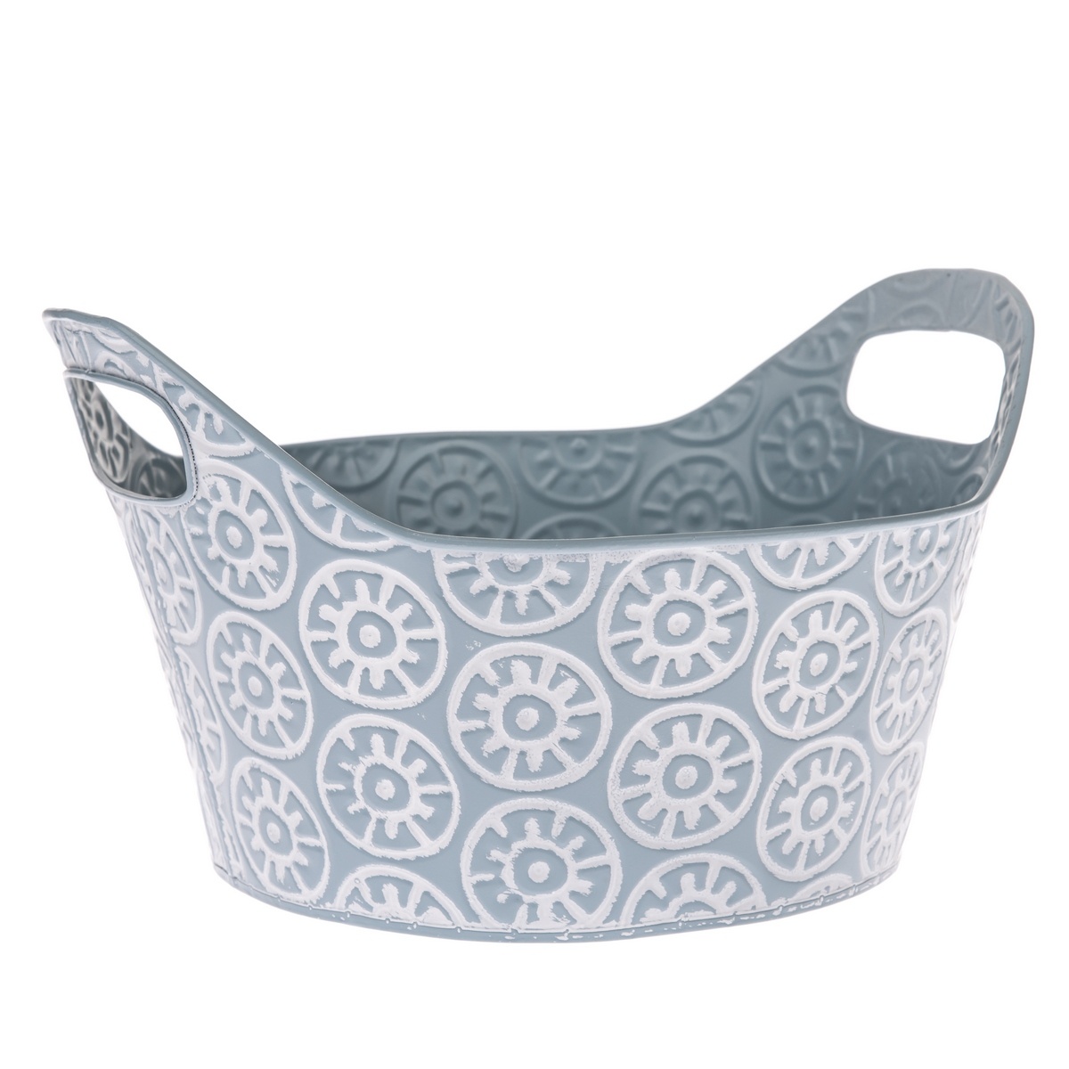 Kovový obal na kvetináč s ušami Farisa modrá