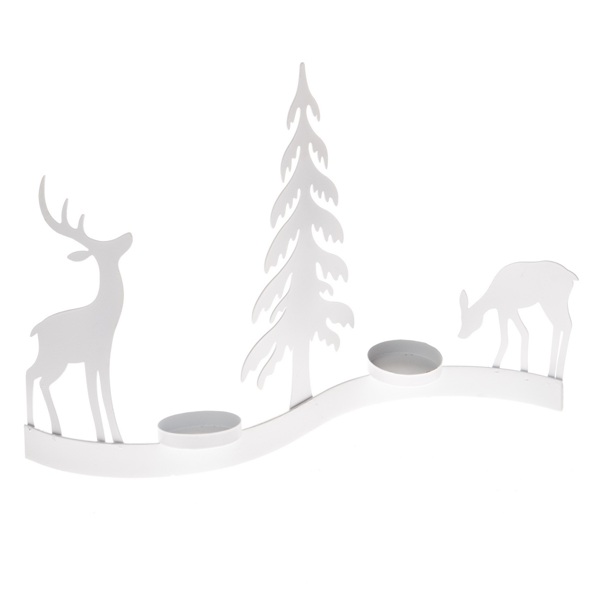 Kovový svietnik na čajové sviečky Sobi v lese biela Kovový svietnik na čajové sviečky Sobi v lese biela