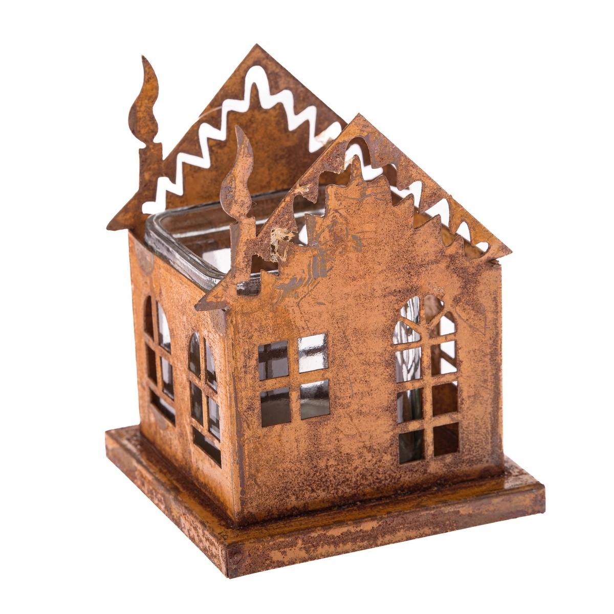 Kovový svietnik so sklom Rustik