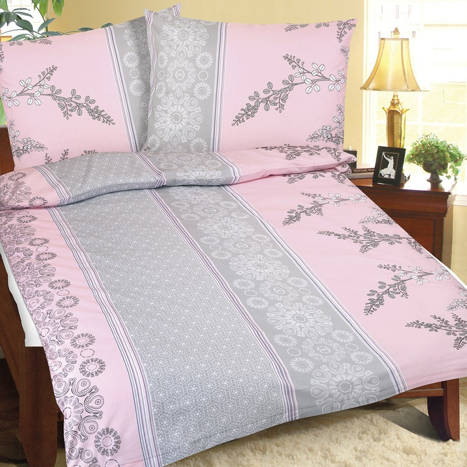 Bellatex Krepové obliečky Krík ružovo-sivá Bellatex Krepové obliečky Krík ružovo-sivá