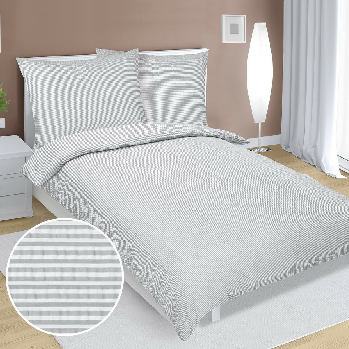 Bellatex Krepové obliečky Prúžok sivá