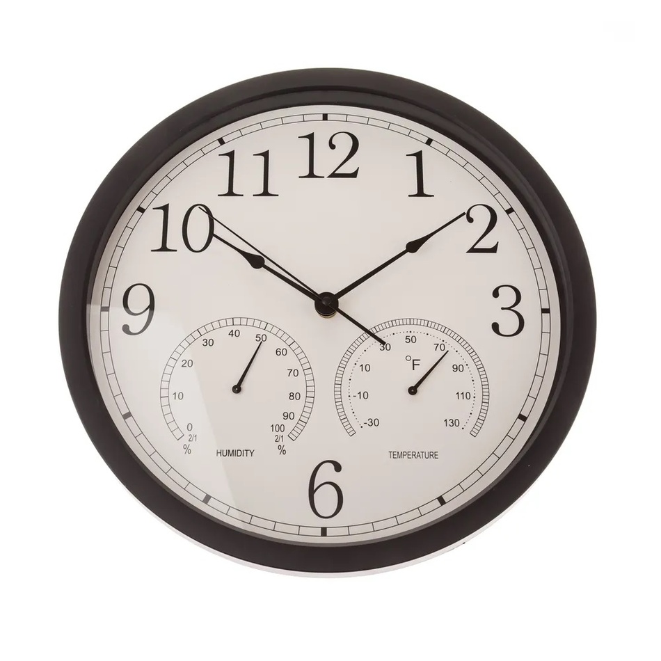 Nástenné hodiny s teploměrem a vlhkoměrem 35 cm