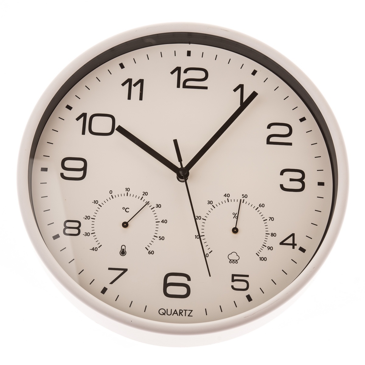 Nástenné hodiny s teplomerom a vlhkomerom 25 cm