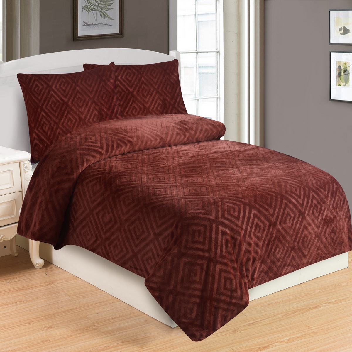 Jahu Obliečky mikroplyš Aztek bordó Jahu Obliečky mikroplyš Aztek bordó