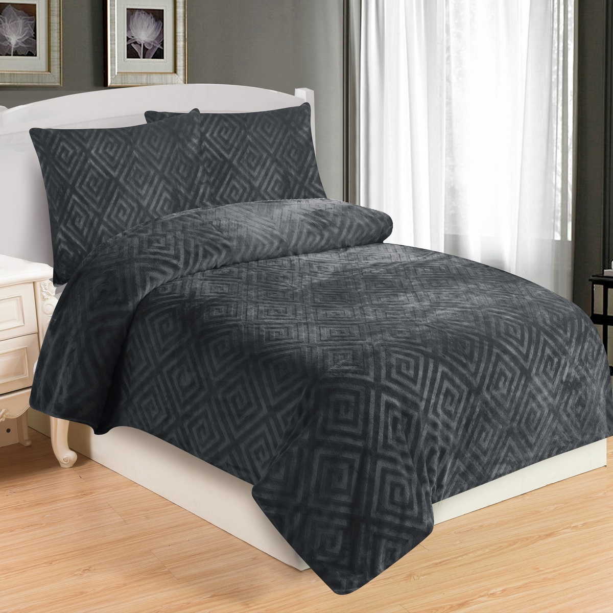 Jahu Obliečky mikroplyš Aztek tm. sivá