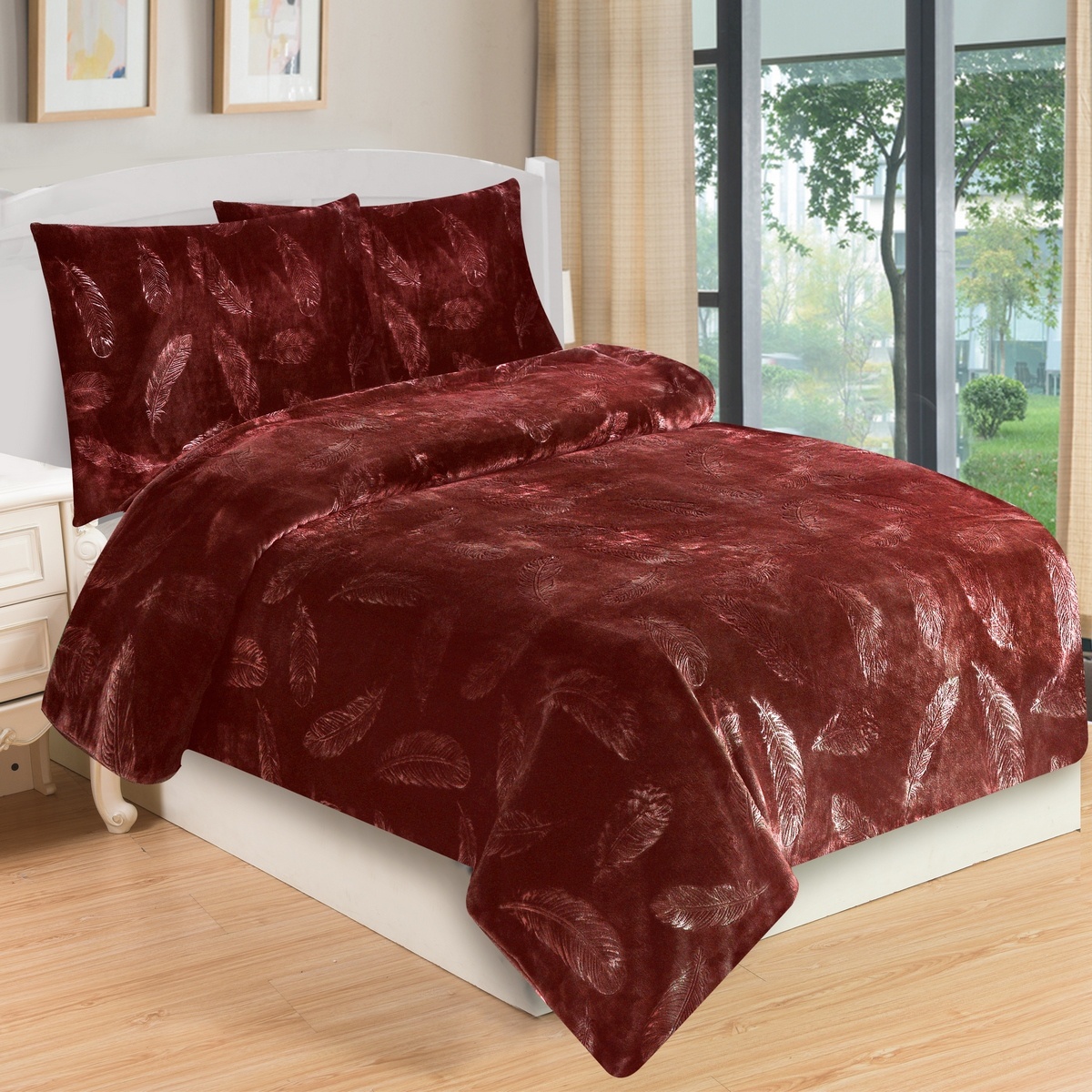 Jahu Obliečky mikroplyš Pierka bordó Jahu Obliečky mikroplyš Pierka bordó