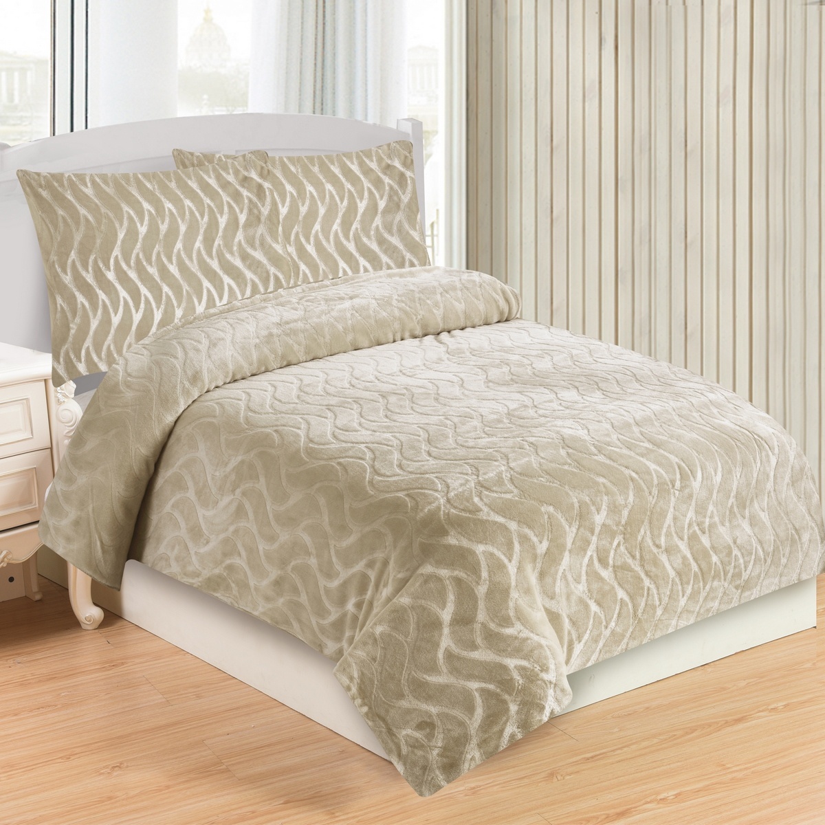 Jahu Obliečky mikroplyš Vlnka béžová Jahu Obliečky mikroplyš Vlnka béžová