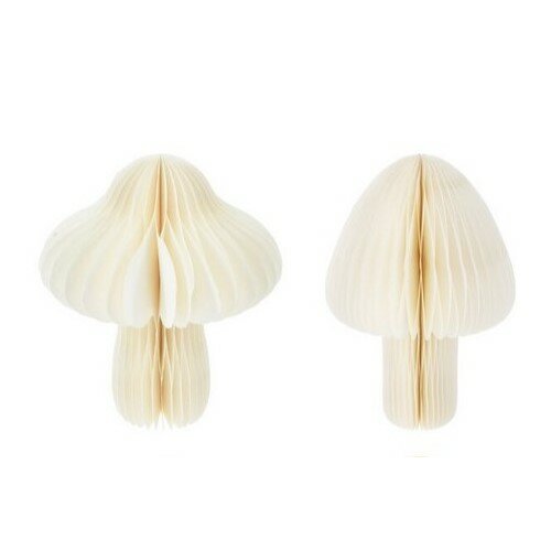 Papierová dekorácia Hríb biela