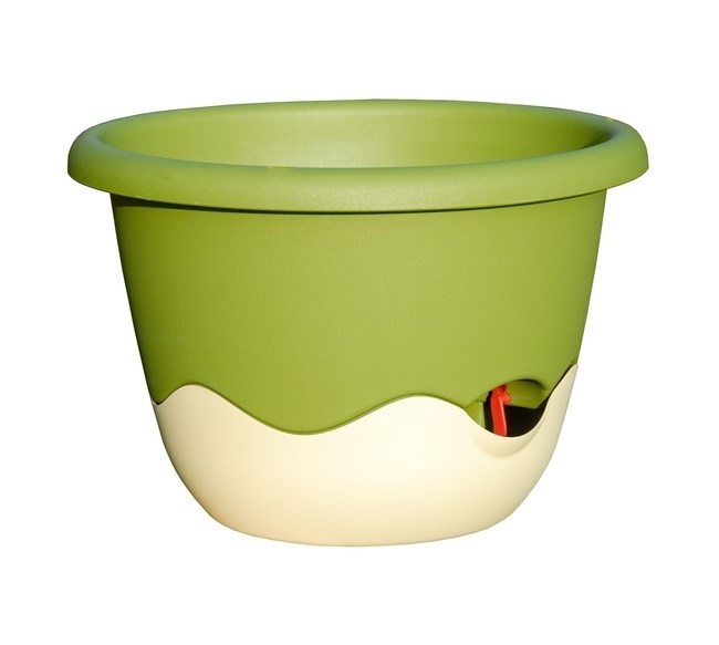 Samozavlažovací kvetináč Mareta 25 zelená + slon. kosť Samozavlažovací kvetináč Mareta 25 zelená + slon. kosť